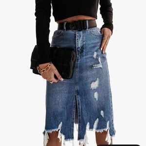 Ripped Denim Skirt